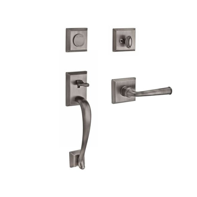 Baldwin Reserve FDNAPXFEDLTSR152 Full Dummy Napa Handleset Left Hand Federal Lever and Traditional Square Rose Matte Antique Nickel Finish - Left Hand - NA