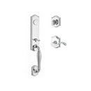 Baldwin Reserve FDNEWXCURLTAR260 Full Dummy New Hampshire Handleset Left Hand Curve Lever and Traditional Arch Rose Bright Chrome Finish - Left Hand - NA