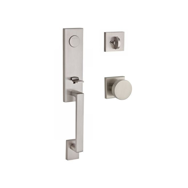 Baldwin Reserve FDSEAXCONCSR150 Full Dummy Seattle Handleset with Contemporary Knob and Contemporary Square Rose Satin Nickel Finish - NA - NA