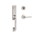 Baldwin Reserve FDSEAXSQULCRR150 Full Dummy Seattle Handleset Left Hand Square Lever and Contemporary Round Rose Satin Nickel Finish - Left Hand - NA