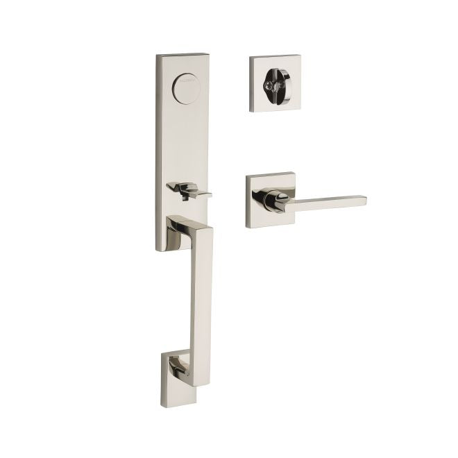 Baldwin Reserve FDSEAXSQULCSR141 Full Dummy Seattle Handleset Left Hand Square Lever and Contemporary Square Rose Bright Nickel Finish - Left Hand - NA