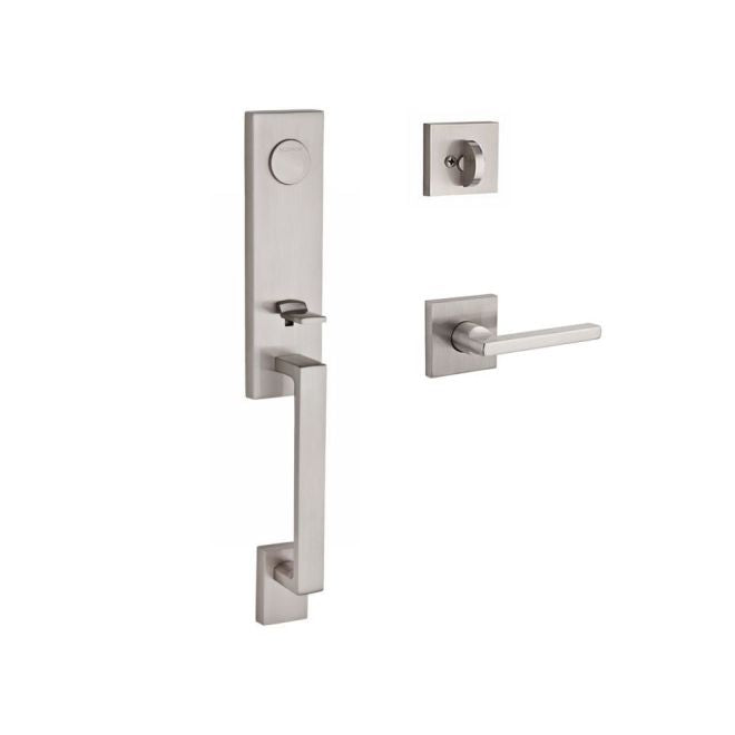 Baldwin Reserve FDSEAXSQULCSR150 Full Dummy Seattle Handleset Left Hand Square Lever and Contemporary Square Rose Satin Nickel Finish - Left Hand - NA