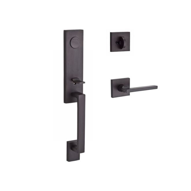 Baldwin Reserve FDSEAXSQURCSR112 Full Dummy Seattle Handleset Right Hand Square Lever and Contemporary Square Rose Venetian Bronze Finish - Right Hand - NA