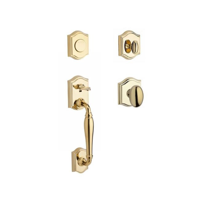 Baldwin Reserve FDWESXELLTAR003 Full Dummy Westcliff Handleset Ellipse Knob and Traditional Arch Rose Lifetime Brass Finish - NA - NA