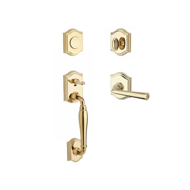 Baldwin Reserve FDWESXFEDLTAR003 Full Dummy Westcliff Handleset Left Hand Federal Lever and Traditional Arch Rose Lifetime Brass Finish - Left Hand - NA