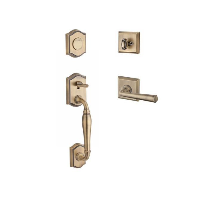 Baldwin Reserve FDWESXFEDLTSR049 Full Dummy Westcliff Handleset Left Hand Federal Lever and Traditional Square Rose Matte Brass and Black Finish - Left Hand - NA