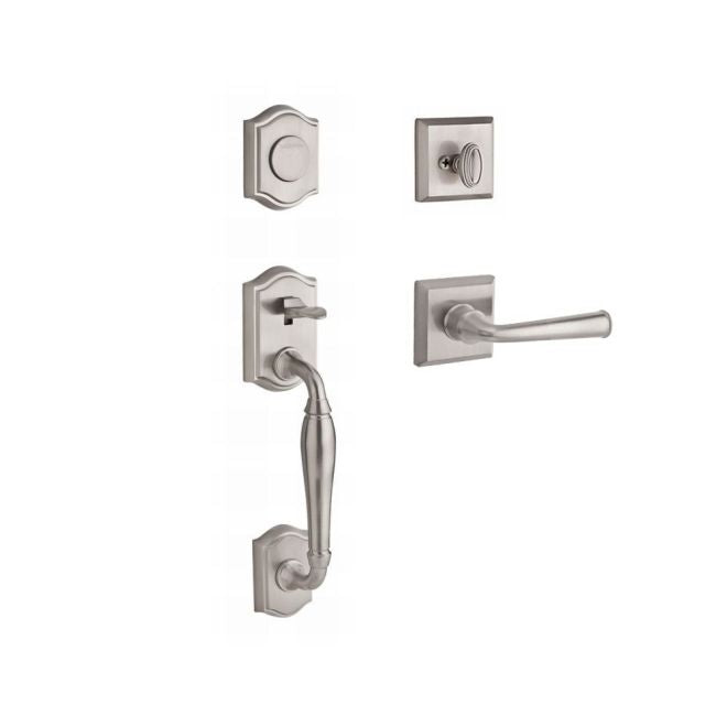 Baldwin Reserve FDWESXFEDLTSR150 Full Dummy Westcliff Handleset Left Hand Federal Lever and Traditional Square Rose Satin Nickel Finish - Left Hand - NA