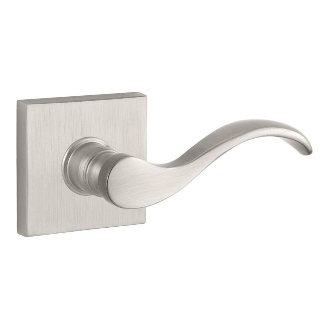 Baldwin Reserve HDCURLCSR150 Half Dummy Left Hand Curve Lever and Contemporary Square Rose Satin Nickel Finish - Left Hand - Brass