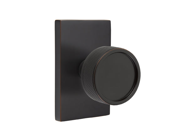 Emtek Select, Conical Knurled Knob, Modern Rectangular Rosette