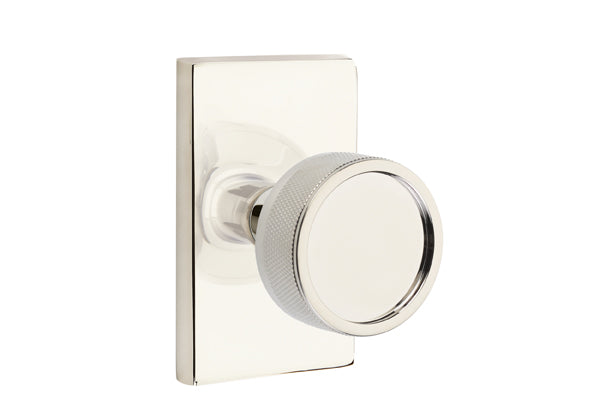 Emtek Select, Conical Knurled Knob, Modern Rectangular Rosette