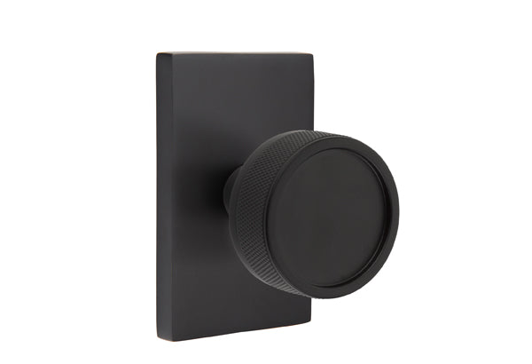 Emtek Select, Conical Knurled Knob, Modern Rectangular Rosette