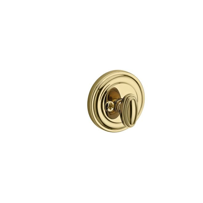 Baldwin Reserve PTTRD003 Patio Traditional Round Deadbolt with 6AL Latch and Dual Strike Lifetime Brass Finish - Lifetime Brass - NA