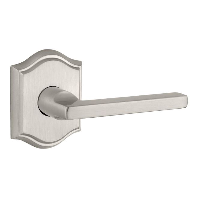 Baldwin Reserve PVSQUTAR150 Privacy Square Lever and Traditional Arch Rose with 6AL Latch and Dual Strike Satin Nickel Finish - NA - Brass