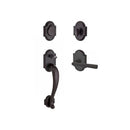 Baldwin Reserve SCADIXTAPLRAR481 Single Cylinder Adirondack Handleset Left Hand Taper Lever and Rustic Arch Rose with 6AL Latch and Dual Strike Dark Bronze Finish - Left Hand - NA