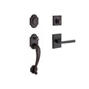 Baldwin Reserve SCADIXTAPRRSR481 Single Cylinder Adirondack Handleset Right Hand Taper Lever and Rustic Square Rose with 6AL Latch and Dual Strike Dark Bronze Finish - Right Hand - NA