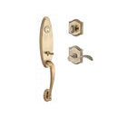 Baldwin Reserve SCCHEXCURRTAR049 Single Cylinder Chesapeake Handleset Right Hand Curve Lever and Traditional Arch Rose with 6AL Latch and Dual Strike Matte Brass and Black Finish - Right Hand - NA