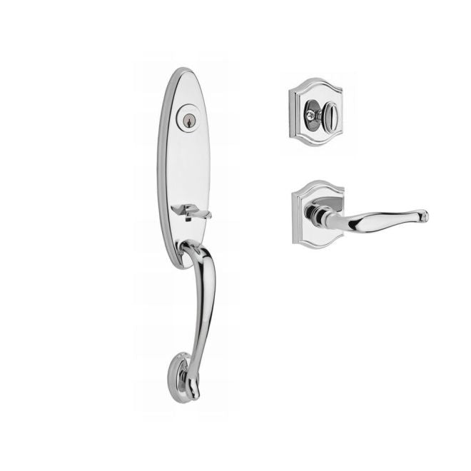 Baldwin Reserve SCCHEXDECLTAR260 Single Cylinder Chesapeake Handleset Left Hand Decorative Lever and Traditional Arch Rose with 6AL Latch and Dual Strike Bright Chrome Finish - Left Hand - NA