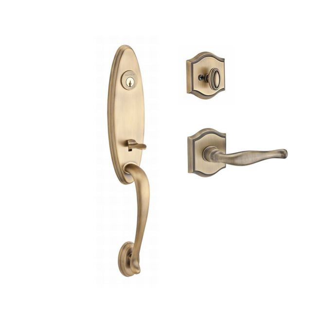 Baldwin Reserve SCCHEXDECRTAR049 Single Cylinder Chesapeake Handleset Right Hand Decorative Lever and Traditional Arch Rose with 6AL Latch and Dual Strike Matte Brass and Black Finish - Right Hand - NA