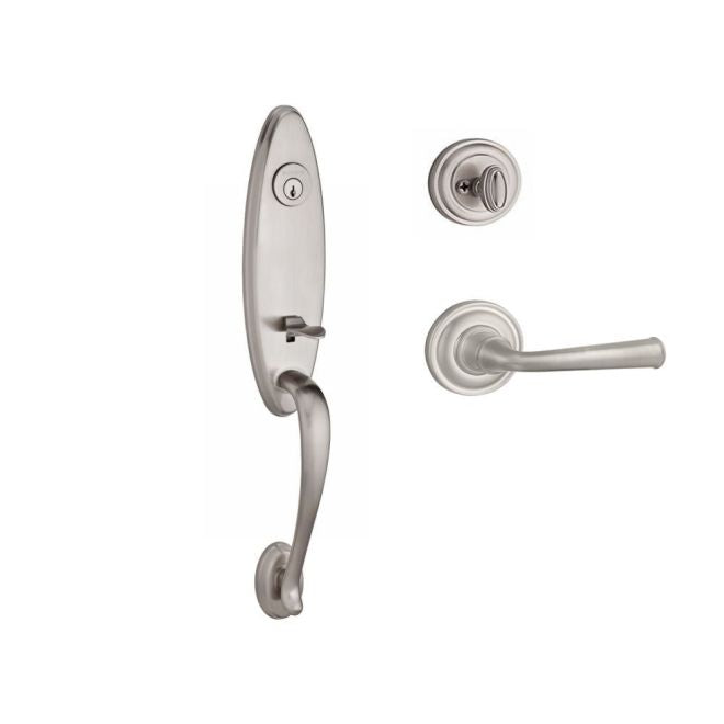 Baldwin Reserve SCCHEXFEDLTRR150 Single Cylinder Chesapeake Handleset Left Hand Federal Lever and Traditional Round Rose with 6AL Latch and Dual Strike Satin Nickel Finish - Left Hand - NA