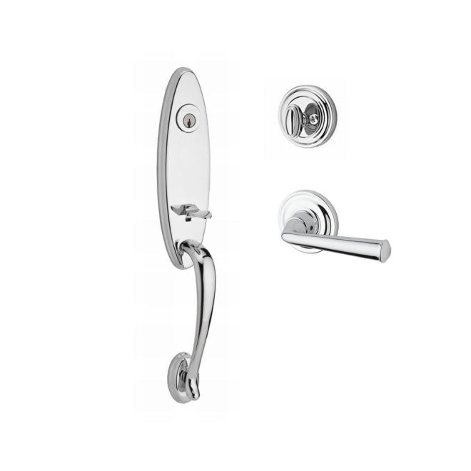 Baldwin Reserve SCCHEXFEDLTRR260 Single Cylinder Chesapeake Handleset Left Hand Federal Lever and Traditional Round Rose with 6AL Latch and Dual Strike Bright Chrome Finish - Left Hand - NA