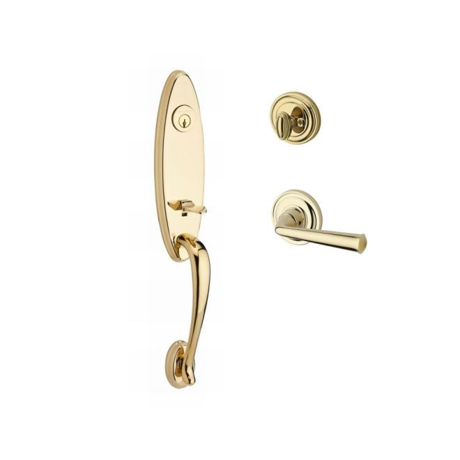 Baldwin Reserve SCCHEXFEDRTRR003 Single Cylinder Chesapeake Handleset Right Hand Federal Lever and Traditional Round Rose with 6AL Latch and Dual Strike Lifetime Brass Finish - Right Hand - NA