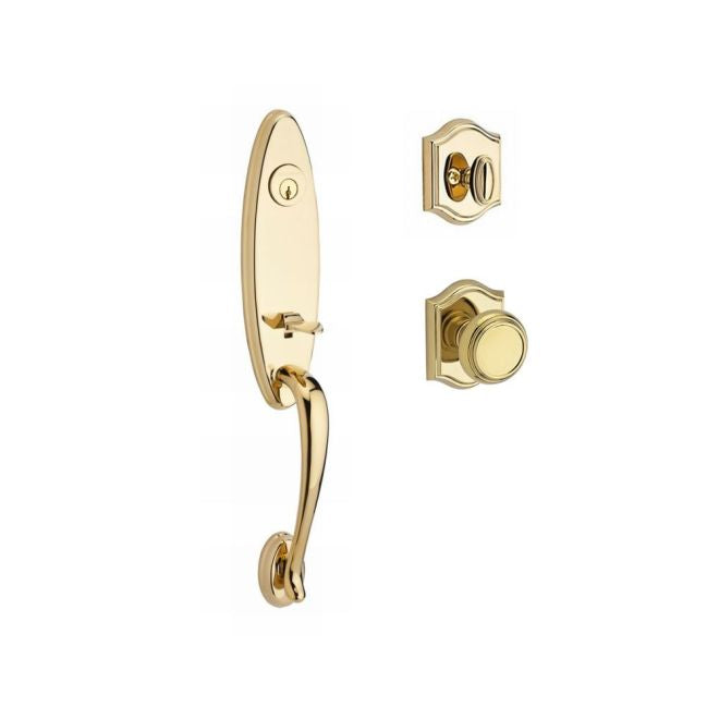 Baldwin Reserve SCCHEXTRATAR003 Single Cylinder Chesapeake Handleset Traditional Knob and Traditional Arch Rose with 6AL Latch and Dual Strike Lifetime Brass Finish - NA - NA