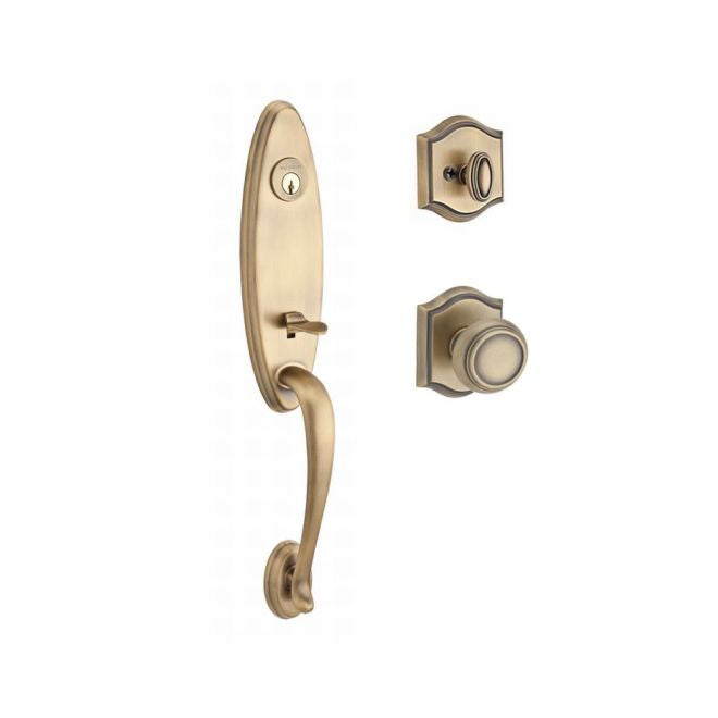 Baldwin Reserve SCCHEXTRATAR049 Single Cylinder Chesapeake Handleset Traditional Knob and Traditional Arch Rose with 6AL Latch and Dual Strike Matte Brass and Black Finish - NA - NA