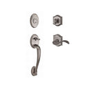 Baldwin Reserve SCCOLXCURLTAR152 Single Cylinder Columbus Handleset Left Hand Curve Lever and Traditional Arch Rose with 6AL Latch and Dual Strike Matte Antique Nickel Finish - Left Hand - NA