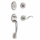 Baldwin Reserve SCCOLXCURRTRR150 Single Cylinder Columbus Handleset Right Hand Curve Lever and Traditional Round Rose with 6AL Latch and Dual Strike Satin Nickel Finish - Right Hand - NA