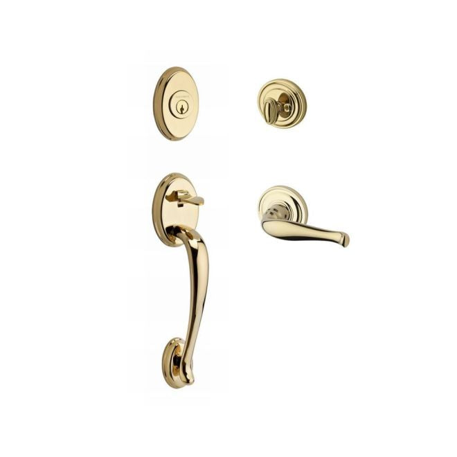 Baldwin Reserve SCCOLXDECLTRR003 Single Cylinder Columbus Handleset Left Hand Decorative Lever and Traditional Round Rose with 6AL Latch and Dual Strike Lifetime Brass Finish - Left Hand - NA