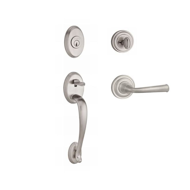 Baldwin Reserve SCCOLXFEDLTRR150 Single Cylinder Columbus Handleset Left Hand Federal Lever and Traditional Round Rose with 6AL Latch and Dual Strike Satin Nickel Finish - Left Hand - NA