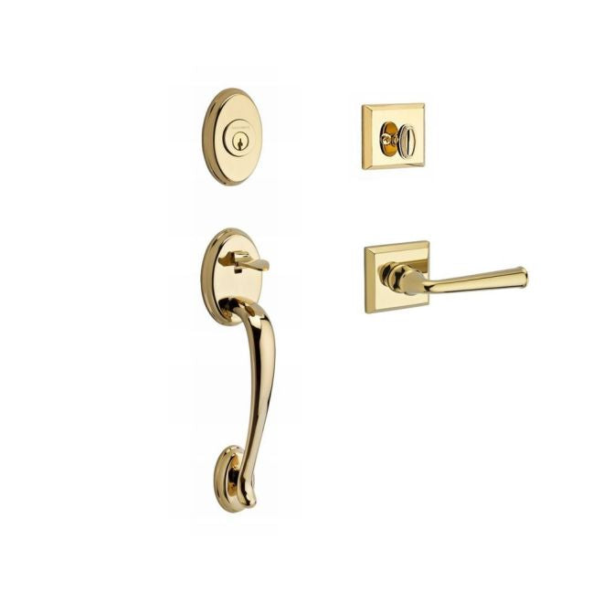 Baldwin Reserve SCCOLXFEDLTSR003 Single Cylinder Columbus Handleset Left Hand Federal Lever and Traditional Square Rose with 6AL Latch and Dual Strike Lifetime Brass Finish - Left Hand - NA