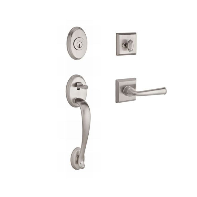 Baldwin Reserve SCCOLXFEDRTSR150 Single Cylinder Columbus Handleset Right Hand Federal Lever and Traditional Square Rose with 6AL Latch and Dual Strike Satin Nickel Finish - Right Hand - NA