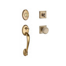 Baldwin Reserve SCCOLXROUTSR049 Single Cylinder Columbus Handleset Round Knob and Traditional Square Rose with 6AL Latch and Dual Strike Matte Brass and Black Finish - NA - NA