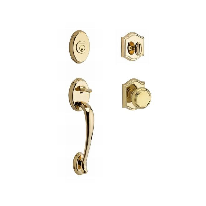 Baldwin Reserve SCCOLXTRATAR003 Single Cylinder Columbus Handleset Traditional Knob and Traditional Arch Rose with 6AL Latch and Dual Strike Lifetime Brass Finish - NA - NA