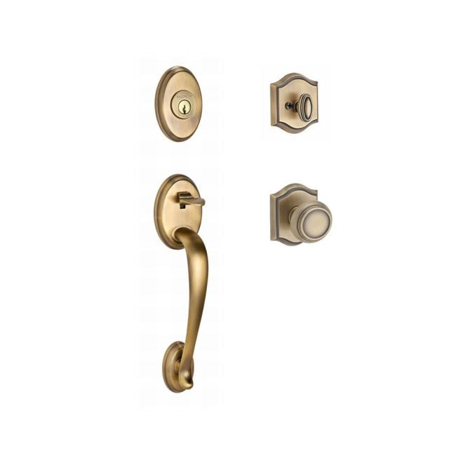 Baldwin Reserve SCCOLXTRATAR049 Single Cylinder Columbus Handleset Traditional Knob and Traditional Arch Rose with 6AL Latch and Dual Strike Matte Brass and Black Finish - NA - NA