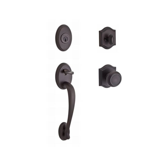 Baldwin Reserve SCCOLXTRATAR112 Single Cylinder Columbus Handleset Traditional Knob and Traditional Arch Rose with 6AL Latch and Dual Strike Venetian Bronze Finish - NA - NA