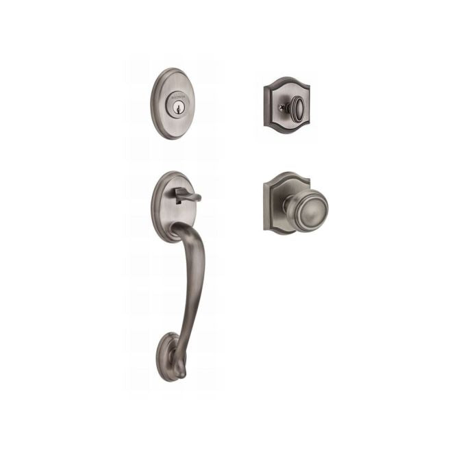 Baldwin Reserve SCCOLXTRATAR152 Single Cylinder Columbus Handleset Traditional Knob and Traditional Arch Rose with 6AL Latch and Dual Strike Matte Antique Nickel Finish - NA - NA