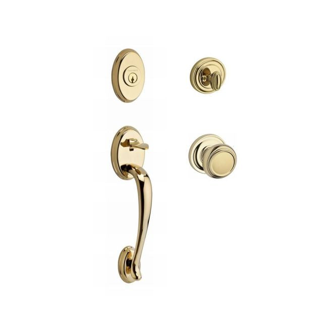 Baldwin Reserve SCCOLXTRATRR003 Single Cylinder Columbus Handleset Traditional Knob and Traditional Round Rose with 6AL Latch and Dual Strike Lifetime Brass Finish - NA - NA