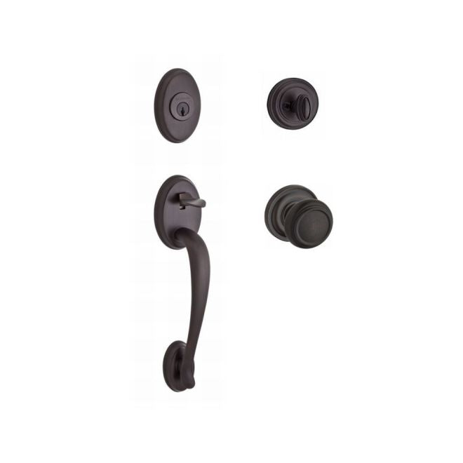 Baldwin Reserve SCCOLXTRATRR112 Single Cylinder Columbus Handleset Traditional Knob and Traditional Round Rose with 6AL Latch and Dual Strike Venetian Bronze Finish - NA - NA