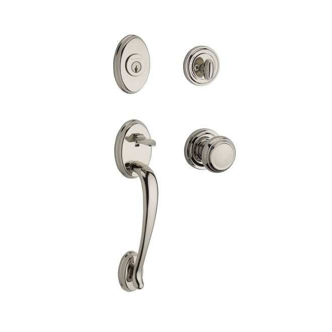 Baldwin Reserve SCCOLXTRATRR141 Single Cylinder Columbus Handleset Traditional Knob and Traditional Round Rose with 6AL Latch and Dual Strike Bright Nickel Finish - NA - NA