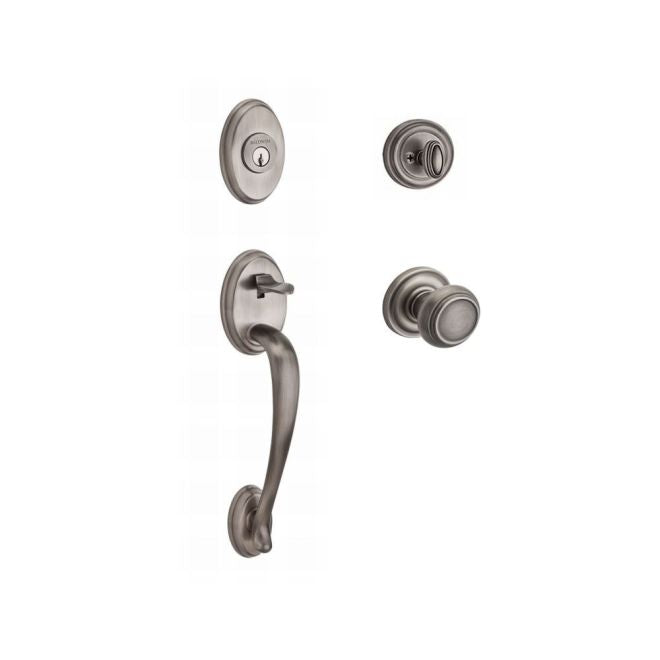 Baldwin Reserve SCCOLXTRATRR152 Single Cylinder Columbus Handleset Traditional Knob and Traditional Round Rose with 6AL Latch and Dual Strike Matte Antique Nickel Finish - NA - NA