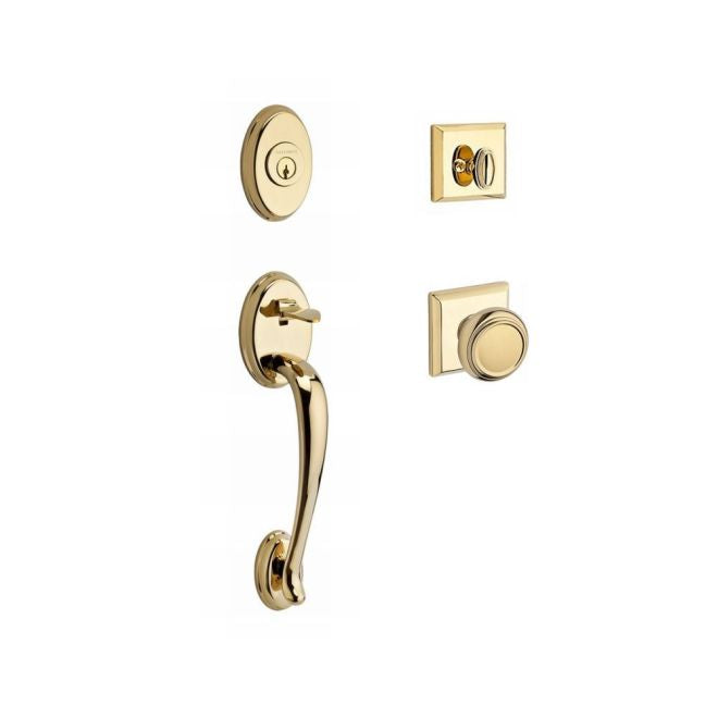 Baldwin Reserve SCCOLXTRATSR003 Single Cylinder Columbus Handleset Traditional Knob and Traditional Square Rose with 6AL Latch and Dual Strike Lifetime Brass Finish - NA - NA