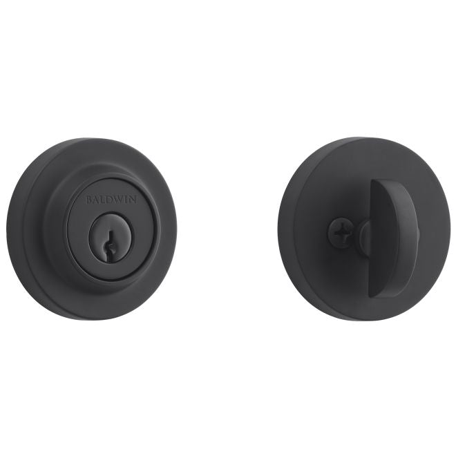 Baldwin Reserve SCCRD190 Single Cylinder Contemporary Round Deadbolt with 6AL Latch and Dual Strike Satin Black Finish - Satin Black - NA