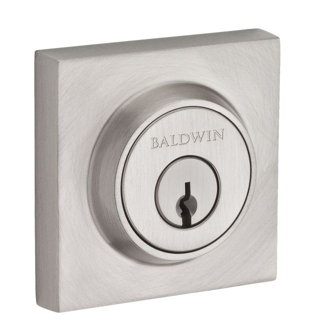 Baldwin Reserve SCCSD150 Single Cylinder Contemporary Square Deadbolt with 6AL Latch and Dual Strike Satin Nickel Finish - Satin Nickel - NA