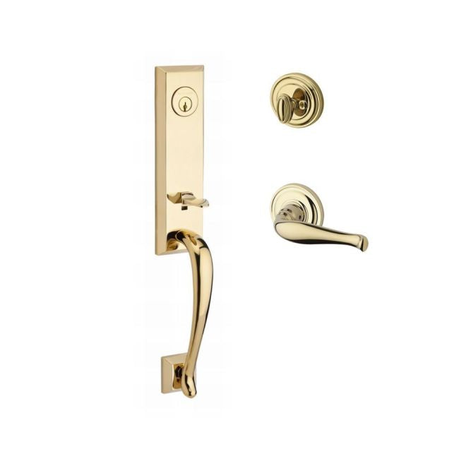 Baldwin Reserve SCDELXDECLTRR003 Single Cylinder Del Mar Handleset Left Hand Decorative Lever and Traditional Round Rose with 6AL Latch and Dual Strike Lifetime Brass Finish - Left Hand - NA