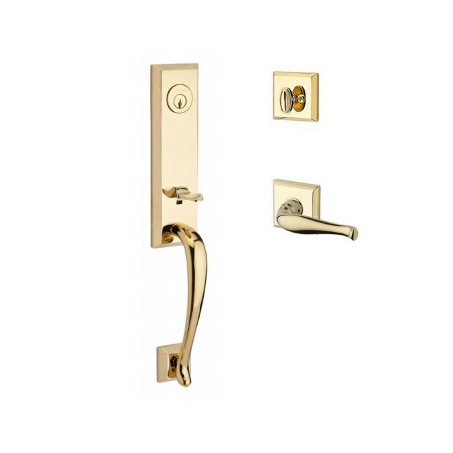 Baldwin Reserve SCDELXDECLTSR003 Single Cylinder Del Mar Handleset Left Hand Decorative Lever and Traditional Square Rose with 6AL Latch and Dual Strike Lifetime Brass Finish - Left Hand - NA