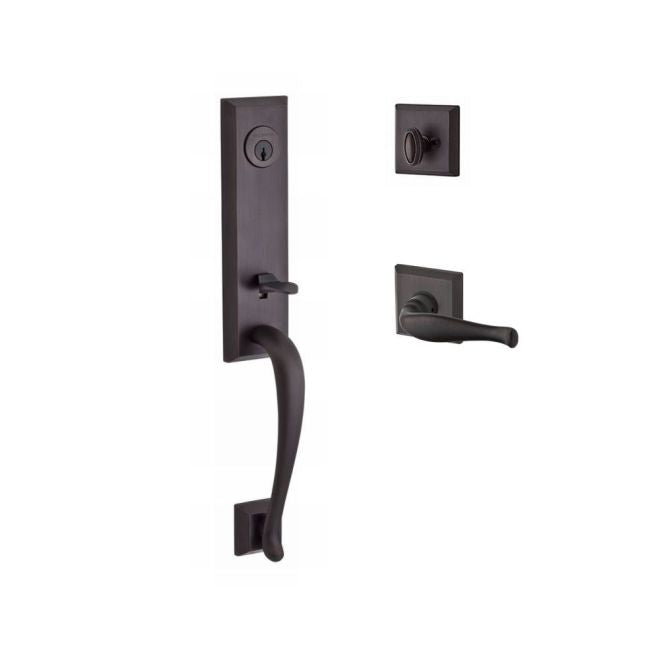 Baldwin Reserve SCDELXDECLTSR112 Single Cylinder Del Mar Handleset Left Hand Decorative Lever and Traditional Square Rose with 6AL Latch and Dual Strike Venetian Bronze Finish - Left Hand - NA