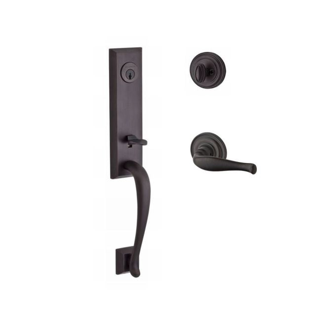 Baldwin Reserve SCDELXDECRTRR112 Single Cylinder Del Mar Handleset Right Hand Decorative Lever and Traditional Round Rose with 6AL Latch and Dual Strike Venetian Bronze Finish - Right Hand - NA