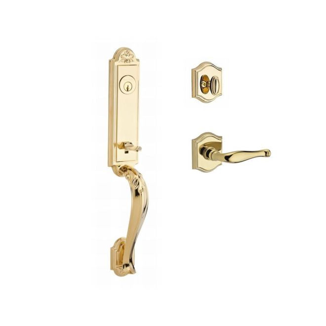 Baldwin Reserve SCELIXDECLTAR003 Single Cylinder Elizabeth Handleset Left Hand Decorative Lever and Traditional Arch Rose with 6AL Latch and Dual Strike Lifetime Brass Finish - Left Hand - NA